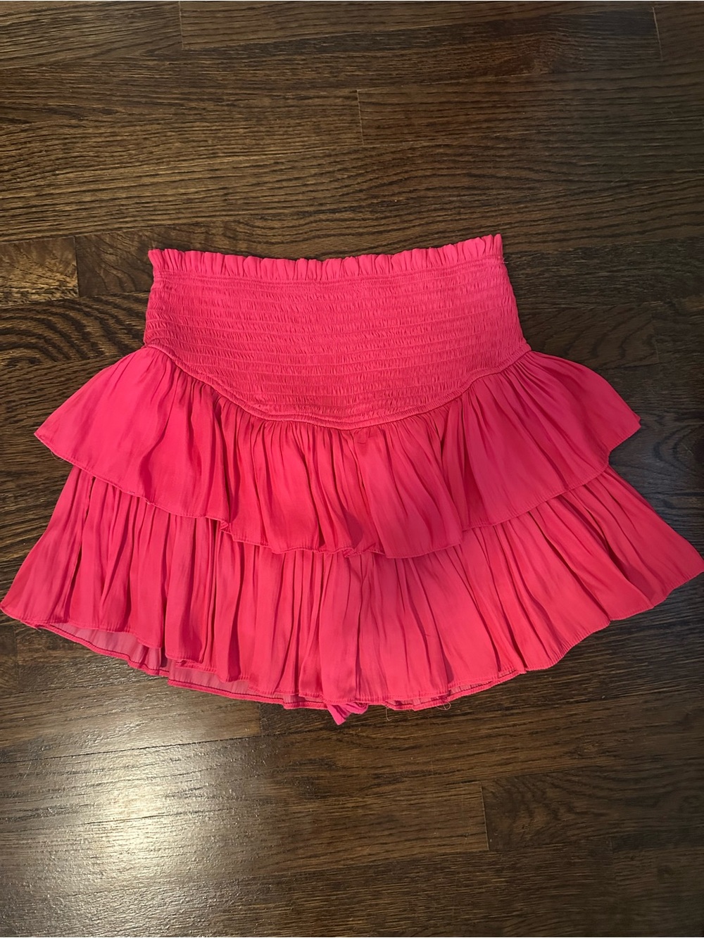 Mustard Seed Hot Pink Tiered Ruffle Mini Skirt - Picture 2 of 3